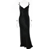 Sexy Spaghetti Strap Backless Satin Dress Women Y2K Blue Lace Up Trumpet Long Dress Elegant Bodycon Party Dresses