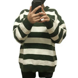 Striped Knitted Sweater Casual Oversized Pullovers Tops Harajuku Loose Warm Jumper Teen Gril Women Sweaters