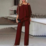 Sleeve Top Trousers Women Casual Irregular Party Set Elegant Two Sets 2025 Spring And