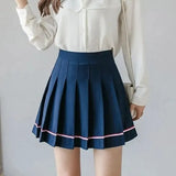 Fashion Striped Women Pleated Skirt High Waist Zipper Summer JK Girls Dancing Mini Skirt Korean Sweet Summer Black