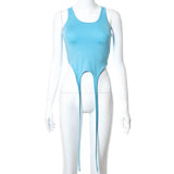 hirigin Basic Long Ribbon White Tank Tops For Women Hight Street Casual Wear Summer Chic Fashionable Vest Club Wear