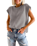 Woherb Women's Summer Cover Sleeve Top Casual Round Collar Loose Knit Sweater Jacket Woman-Outfit