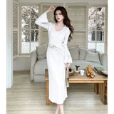 French Temperament Court Hollow Lace A Dress Summer Collar Thin Dress