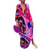 Independent Station New Fashion Style Fashion Printing V-Neck Dress Women's Spot-Outfit