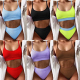 Solid Sexy Bikinis 2020 Hot Sale Padded Bra Straps Push Up Bikini High Waist Swimsuit Female Swimwear Women