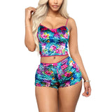 Hot Women 2 piece set Velvet Sleepwear Sexy Spaghetti Strap Shorts Pajamas Suit Ladies Casual Sleepwear Female Pajama Party