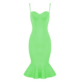 Quality Pink Yellow Knee Length Rayon Bandage Dress Evening Party Elegant