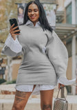 Round Neck Hollow Out Puff Sleeve Sweatshirt