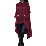 Irregular Hem Hoodies Causal Plus Size Sweatshirt Cloak Fashion Drawstring Pocket Oversize Female Hooded