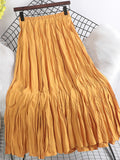 High Waist Solid Color Pleated Skirts Women's Mid-length Casual Skirt For Spring Summer QT1814-Outfit