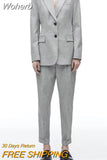 2023 Women Spring Summer Pant Suits 2 pieces sets Fashion Solid Blazers Suit Coats and Trousers Female Casual Clothing-Outfit