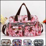 Handbag Vintage Flower Printed Waterproof Nylon Shoulder Messenger Bag Large Capacity Tote Bag Casual Picnic Travel