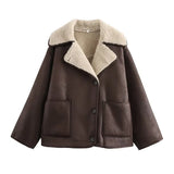 Women's New Retro Loose Thin Grab Velvet Velvet Casual Jacket