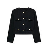 New Flip Decoration Round Collar Short Coat 3046278-Outfit