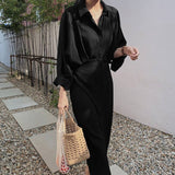Solid Shirt Dress Women's Autumn Sundress ZANZEA Casual Button Maxi Vestidos Female Lace Up High Waist Robe