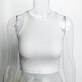 Women Tank Top Plus Size Elastic Sexy Summer Tank Tops Solid O Neck Off Shouled Casual White Tank