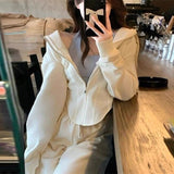 Woherb 2024 New Hong Kong Style Sports Leisure Suit Women's Salt Wear Fish Bone Waist Hoodie Two-Piece Trousers-Outfit
