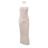 Woherb Mengling With The Same 2024 Spring Fashion Shining Sexy Wrapped Chest Temperament Socialite Dress Dress Female-Outfit
