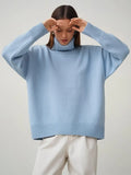 Winter Women Turtleneck Sweater Solid Thick Warm Pullover Top Oversized Casual Loose Knitted Jumper Female Soft