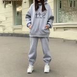 Heart Print Hoodie Women's Tracksuit Set Woman Casual 2 Piece Sets Pants And Sweatshirt 2021 Winter Autumn