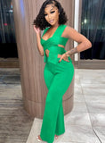 Green Irregular Bandage Top And Pant 2 Piece