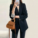Woherb Small Suit Jacket Female 2024 New Autumn Korean Version Of The British Wind Loose Temperament Foreign Fashion-Outfit