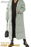 Zipper Long Sleeve Women's CoatSolid Color Long Cotton Coat Fashion Casual Warm Autumn Winter Parka-Outfit