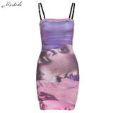 Summer Fashion Printing Slim Sling Dress Women Sleeveless Sexy Clothing Y2K Lady Mini Bodycon Dresses 2021