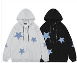 New Star Pattern Print Full Face Zippered Zip-Tunic Harajuku Zipper To Top Hoodie