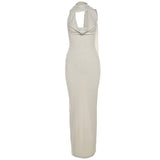Summer Fashion Trend Women's New Hanging Neck Bare Back Body And Hips Solid Color