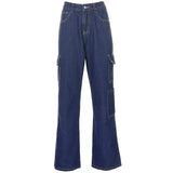 and American retro Y2K streetwear multi-pocket straight-leg jeans womens drape high-waist straight-leg jeans women