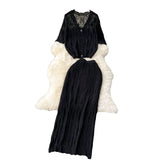 Style Wears A Minority Lazy Style Suit, A Knitted Cardigan, A High-Waisted Long Skirt, A Fashion Two-Piece Suit-Outfit