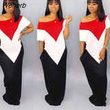and American Women's Casual Loose Color Matching Dress-Outfit