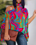 Plus-Size Women's Wear 2023 Summer New Fashion Off-Shoulder Casual Printed T-Shirt-Outfit