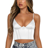 Women's Sleeveless V-Neck Zipper High Street Crop Top 2021 Fashion Party Sexy Club Vacation Pullover Camisole