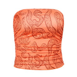 Sexy Strapless Tank Top Printing Ruched Slim Cropped Top 2021 Fashion Streetwear Casual Corset Tube Top Harajuku