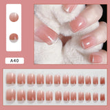 24pcs/box Charming Pink Short Ballet Wearable Fake Nail Press On Detachable Fingernails False Nails Full Cover Manicure