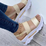 Women Sandals 2022 New Heels Woman Platform Wedges Shoes Ladies Summer Sandals Buckle Non-slip Beach Sandals Plus Size