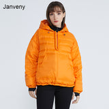 Winter 90% White Duck Down Coat Women Hooded Short Casual Oversize Warm Jackets Female Pocket Basic Parkas