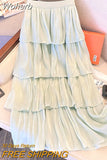 Spring Summer Women Fashion Layered High-waisted Skirts Casual Solid Color Cake Skirt QT1683-Outfit