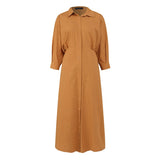 Solid Shirt Dress Women's Autumn Sundress ZANZEA Casual Button Maxi Vestidos Female Lace Up High Waist Robe