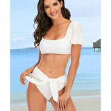New Solid Bikini Swimsuit Women Push Up Bikini Set Bandeau Swimwear Bathing Suit High Waist Brazilian Biquini