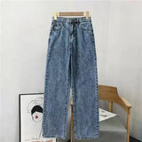 jeans love chain womens kawaii Korean fashion ultra-low waist y2k loose wide- leg jeans street casual loose trousers