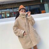 Faux Fur Lambswool Oversized Jacket Fashion Solid Coat Winter Hairly Ladies