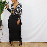 Kliou Side Tassel Women Skirt Elegant Unique Robe Straight Skinny Hight Waist Stretchy Hot Streetwear Style Female