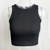 Women Tank Top Plus Size Elastic Sexy Summer Tank Tops Solid O Neck Off Shouled Casual White Tank