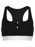 New 2024 Women Shorts T-shirts Sporty Two Piece Set Streetwear Sexy Women Slim Button Patchwork Knitted Lady Cropped Top-Outfit