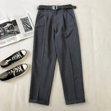 Suit Pants for Woman with Belt Korean High Waist Harem Pants Office Lady Trousers OL Business Pants Woman Clothes