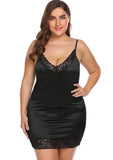 Plus Size Straps V Neck With Sexy Lace Mini Dress