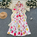 Retro Breeze Mashed Floral Shirt Collar Dress Women's Spring Waists Thin Senior Sense Light Luxury Big